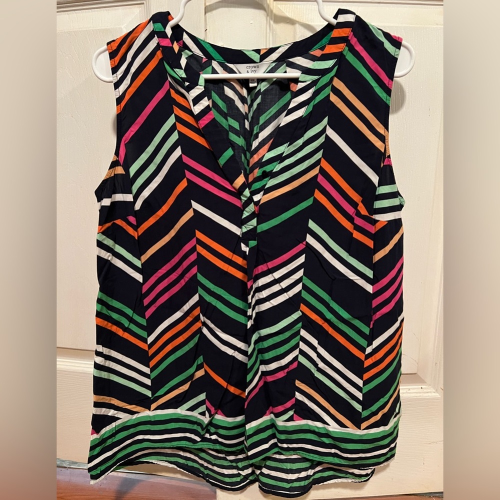 Croft & Ivy size 0X striped sleeveless shirt